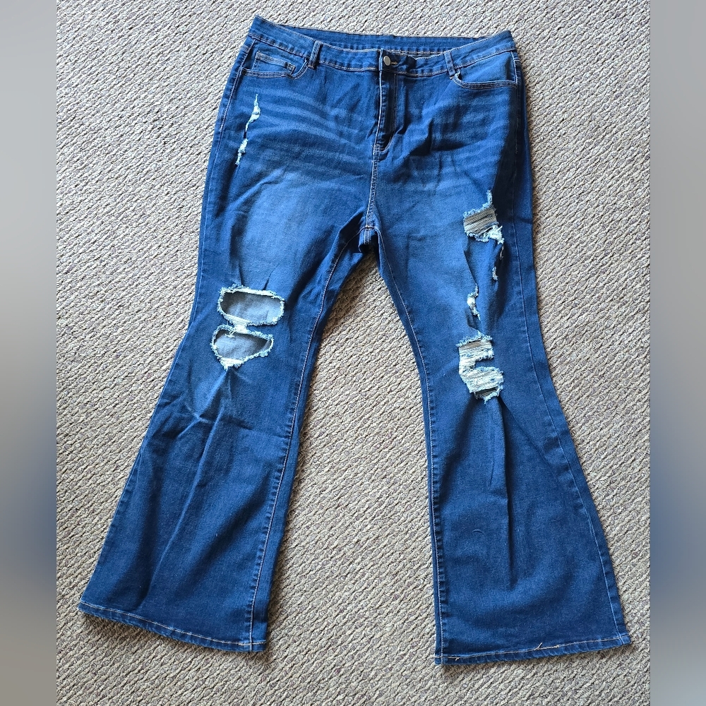 SHEIN ICON Plus Size Womens 20 (4XL) Stretch Skinny Denim Flare Jeans